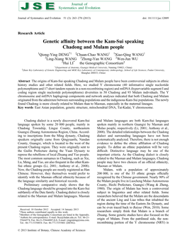 Genetic Affinity Between the Kamsui Speaking Chadong and Mulam