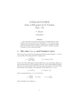 CATALAN's CURVE from a 1856 Paper by E. Catalan Part