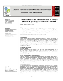 The Floral Essential Oil Composition of Albizia Julibrissin Growing In