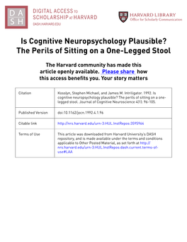 Is Cognitive Neuropsychology Plausible? the Perils of Sitting on a One-Legged Stool