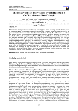 The Efficacy of Police Interventions Towards Resolution of Conflicts Within the Illemi Triangle