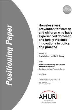Homelessness Prevention for Women and Children Who Have Experienced