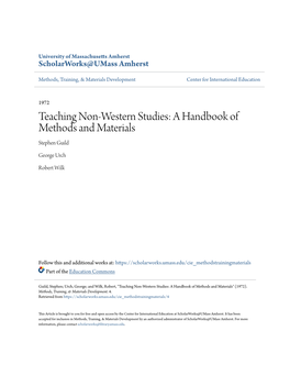 Teaching Non-Western Studies: a Handbook of Methods and Materials Stephen Guild