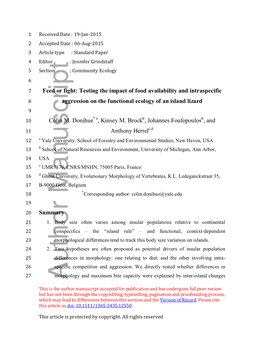 Testing the Impact of Food Availability and Intraspecific Aggression On