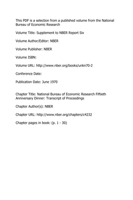 This PDF Is a Selection from a Published Volume from the National Bureau of Economic Research