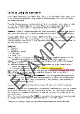 Guide to Using the Routebook