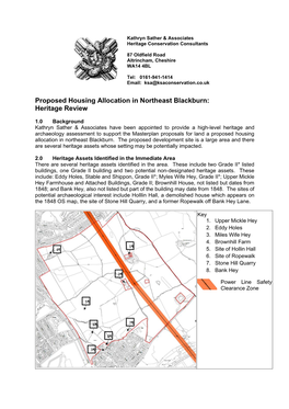 Proposed Housing Allocation in Northeast Blackburn: Heritage Review