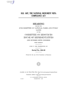 Hr 1487, the National Monument Nepa Compliance Act Hearing