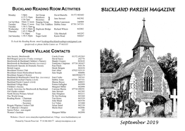 September 2019 BUCKLAND PARISH MAGAZINE