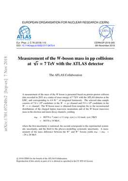 Measurement of the W-Boson Mass in Pp Collisions at √ S = 7 Tev