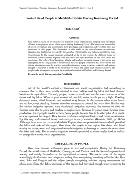 Social Life of People in Meikhtila District During Konbaung Period