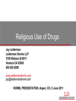 Religious Use of Drugs