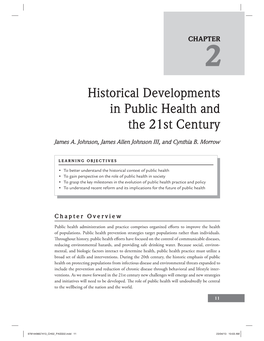 Historical Developments in Public Health and the 21St Century