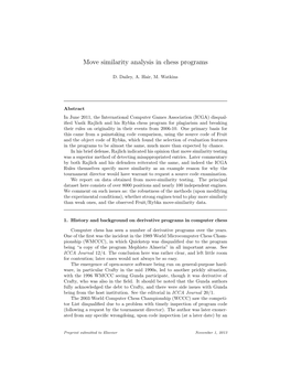 Move Similarity Analysis in Chess Programs