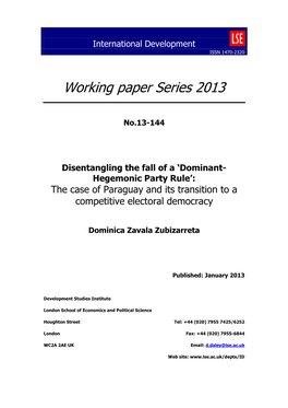 Working Paper Series 2013