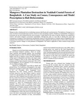 Mangrove Plantation Destruction in Noakhali Coastal Forests of Bangladesh: a Case Study on Causes, Consequences and Model Prescription to Halt Deforestation