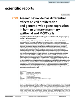 Arsenic Hexoxide Has Differential Effects on Cell Proliferation And