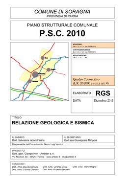 Comune Di Soragna Provincia Di Parma