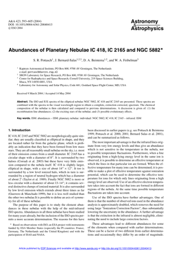 Abundances of Planetary Nebulae IC 418, IC 2165 and NGC 5882