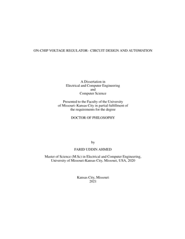 On-Chip Voltage Regulator– Circuit Design and Automation