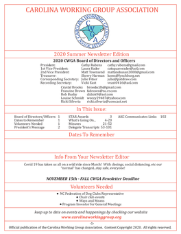 Cwga Carolina Working Group Association