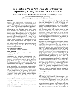 Voicesetting: Voice Authoring Uis for Improved Expressivity in Augmentative Communication Alexander J