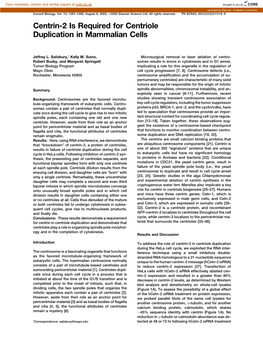 Centrin-2 Is Required for Centriole Duplication in Mammalian Cells