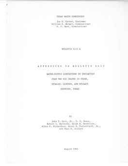 Water-Supply Limitations on Irrigation from the Rio Grande in Starr, Hidalgo, Cameron, and Willaey Counties, Texas, on the Basis of the Twe Methods