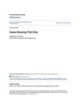 Green Brewing: Part One