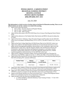 Penns Grove - Carneys Point Regional School District 100 Iona Avenue Penns Grove Nj 08069 (856) 299-4250, Ext