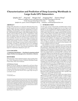 Characterization and Prediction of Deep Learning Workloads in Large-Scale GPU Datacenters