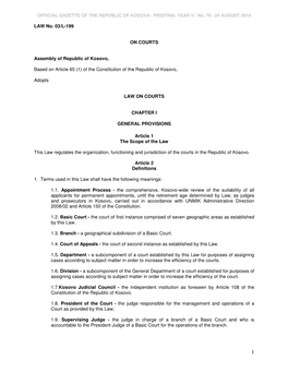 YEAR V / No. 79 / 24 AUGUST 2010 LAW No. 03/L-199 on COURTS