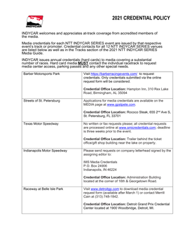 2021 Credential Policy