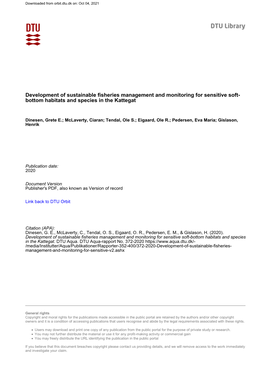 Development of Sustainable Fisheries Management and Monitoring for Sensitive Soft- Bottom Habitats and Species in the Kattegat