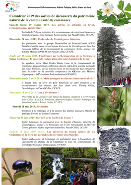 Calendrier 2019 Des Sorties De Découverte Du Patrimoine Naturel De La Communauté De Communes Samedi Matin 09 Février 2019