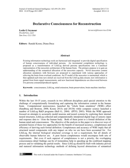 Declarative Consciousness for Reconstruction