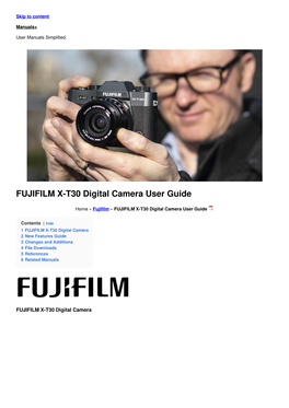 FUJIFILM X-T30 Digital Camera User Guide
