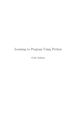 Learning to Program Using Python