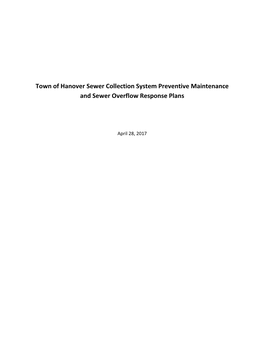 Town of Hanover Sewer Collection System Preventive Maintenance and Sewer Overflow Response Plans