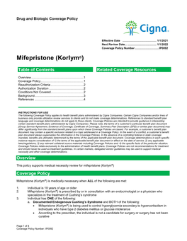 Mifepristone (Korlym)