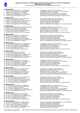 Aktuelle Terminliste: U 13 Bezirksoberliga