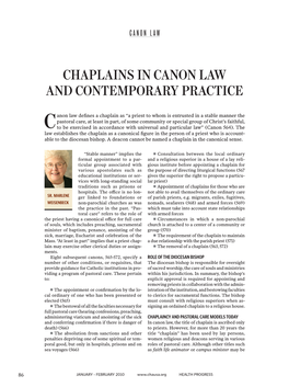 Chaplains in Canon Law and Contemporary Practice