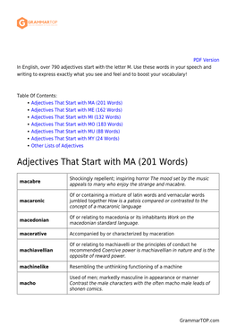 Adjectives That Start with M: a List of 790+ Words with Examples