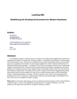 Lumina-DE: Redefining the Desktop Environment for Modern Hardware
