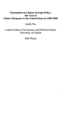 Nationalism in Chinese Foreign Policy: the Case of China's Response to the United States in 1989-2000