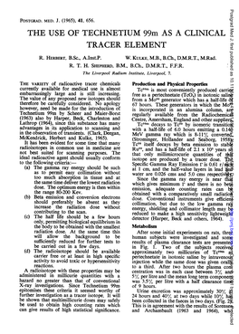 THE USE of TECHNETIUM 99M AS a CLINICAL TRACER ELEMENT R