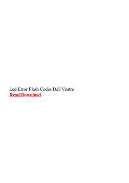 Led Error Flash Codes Dell Vostro