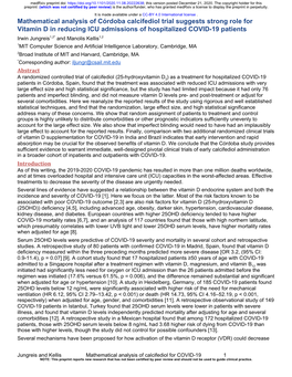 Mathematical Analysis of Córdoba Calcifediol Trial Suggests