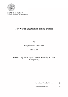 The Value Creation in Brand Public