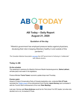 AB Today – Daily Report August 21, 2020